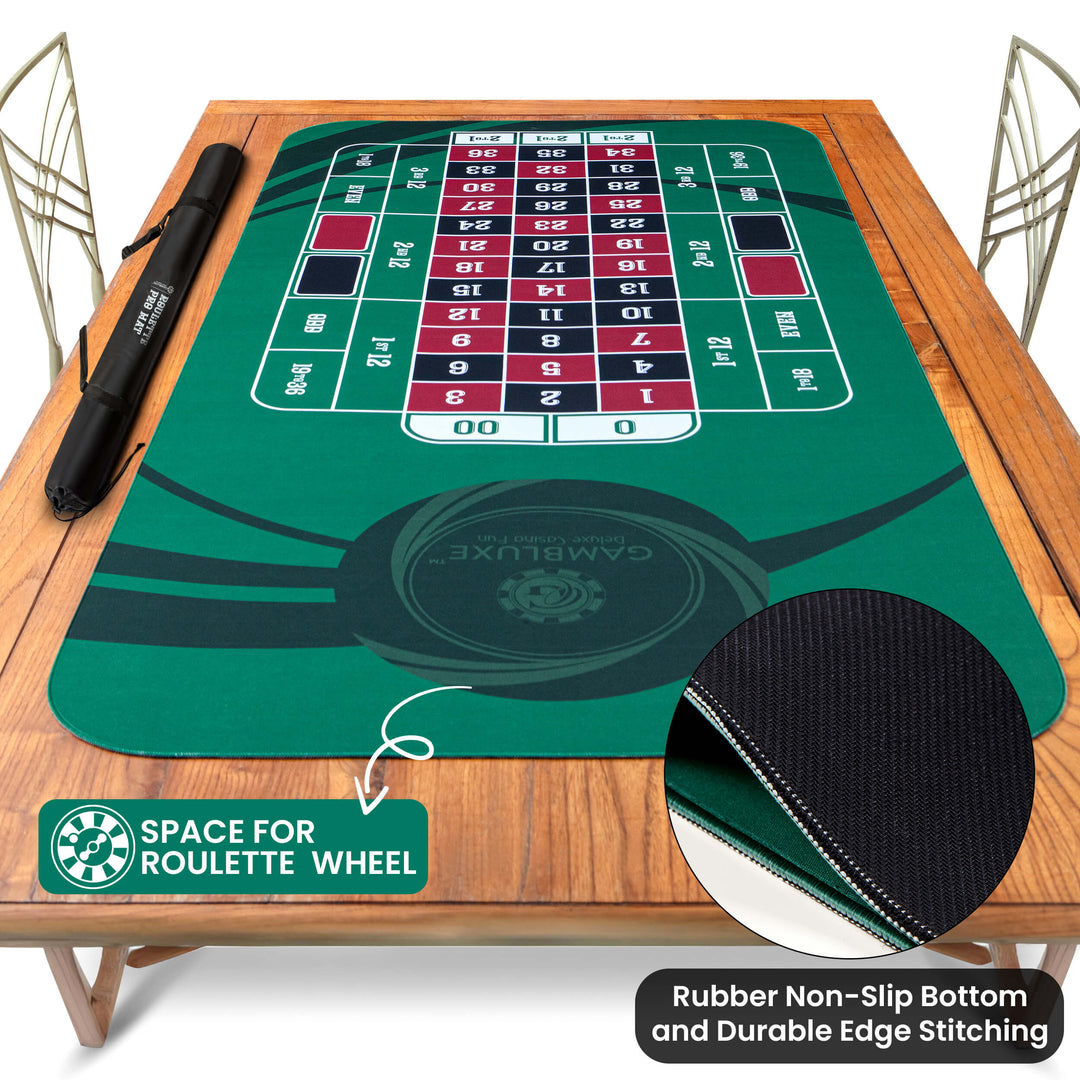 70" x 35" Green Professional Roulette Mat