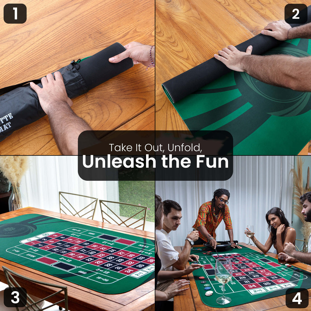 70" x 35" Green Professional Roulette Mat