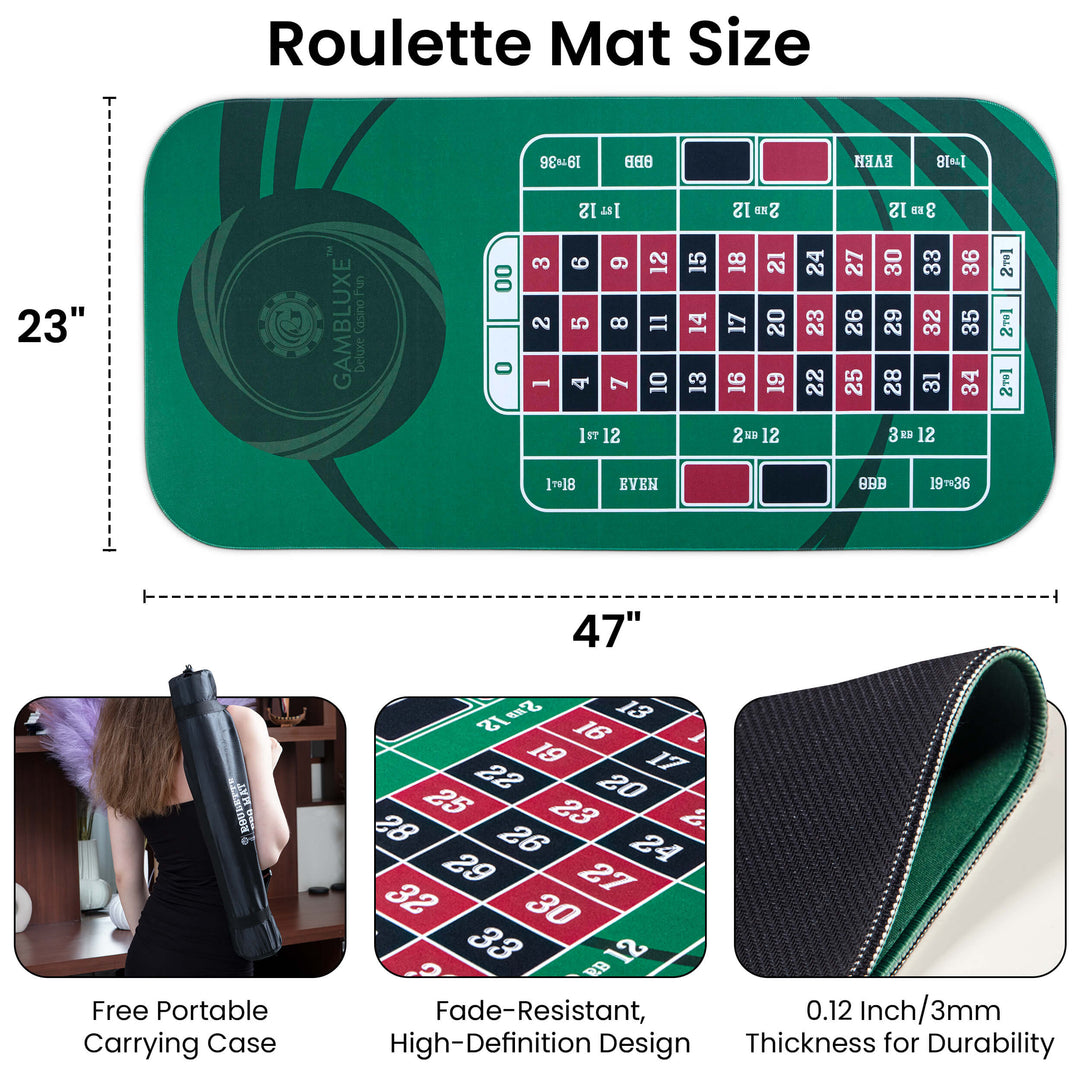 47" x 23" Green Professional Roulette Mat