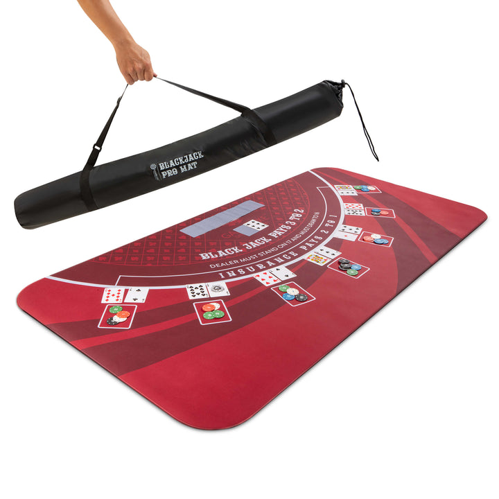 70" x 35" Red Professional Blackjack Mat