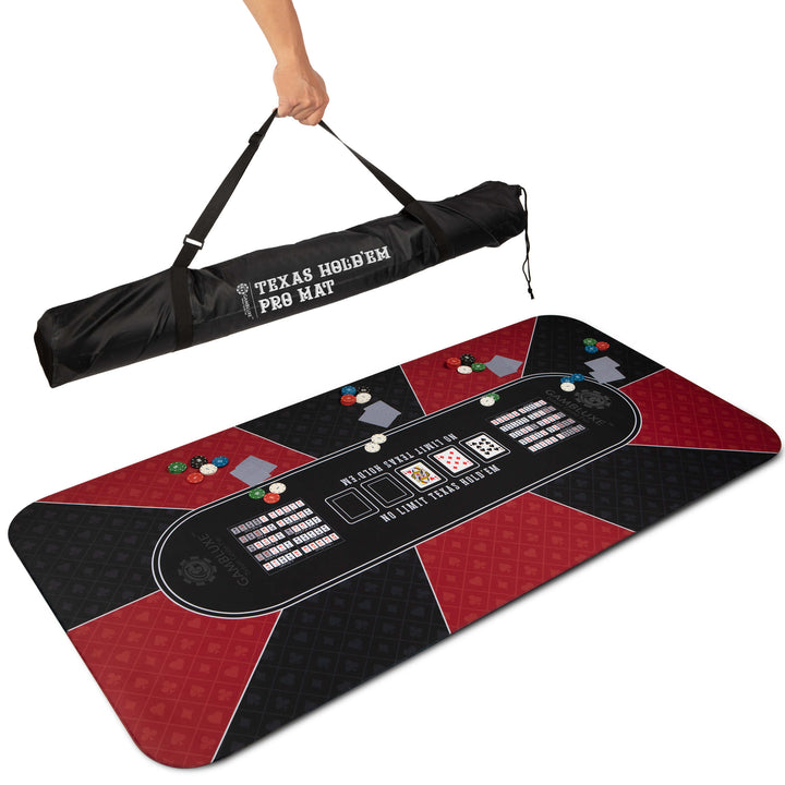 70" x 35" Red & Black Professional Poker Mat