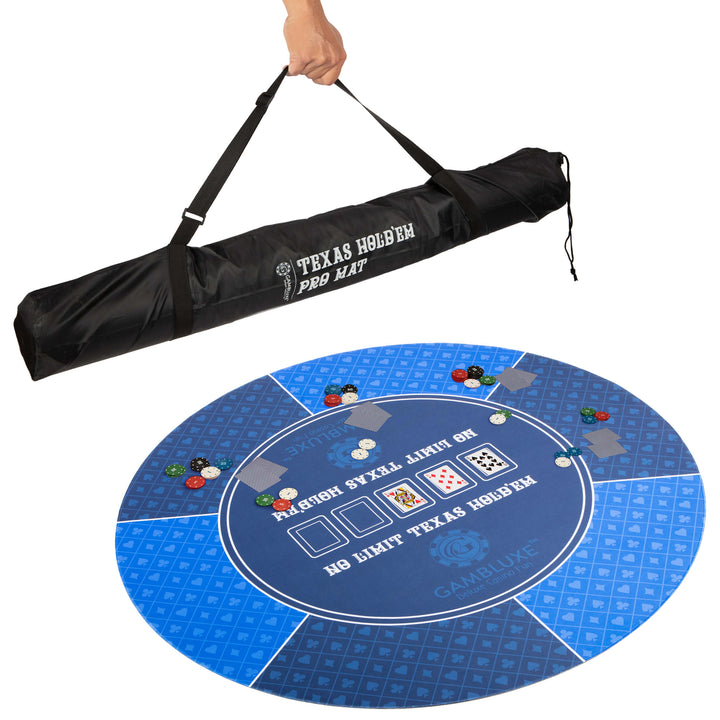 Blue 47" Professional Round Poker Mat