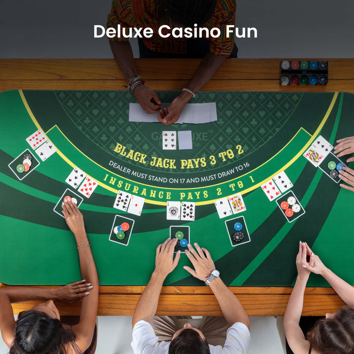 70" x 35" Green Professional Blackjack Mat