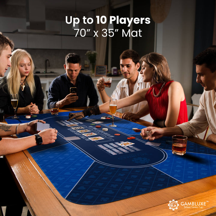 70" x 35" Blue Professional Poker Mat