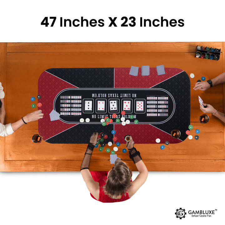 47" x 23" Red & Black Professional Poker Mat