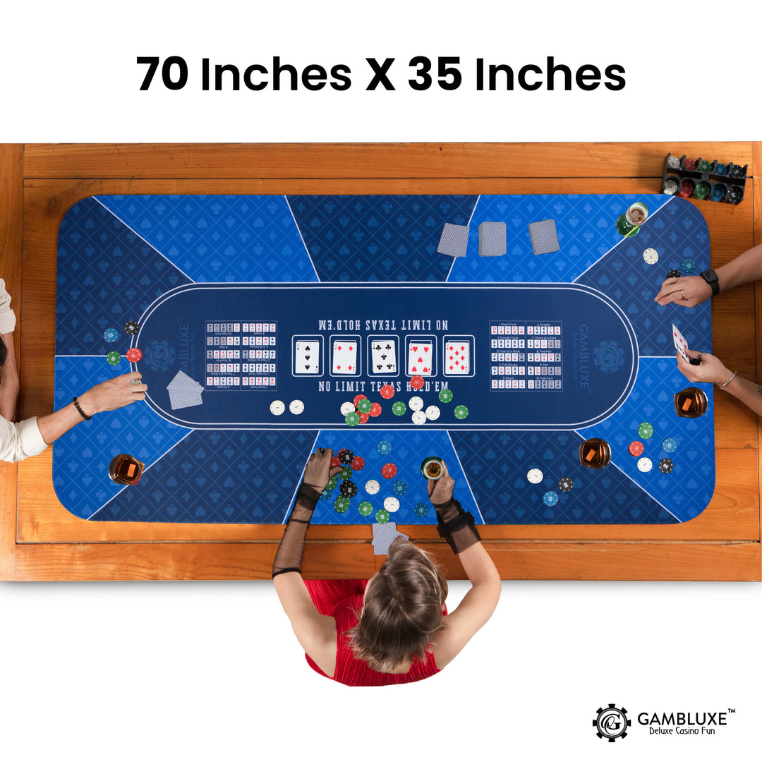 70" x 35" Blue Professional Poker Mat