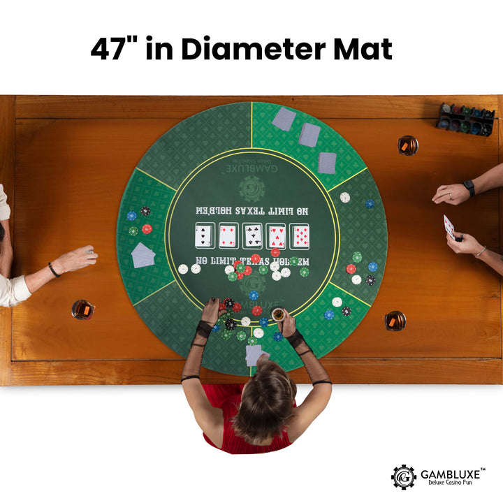 Green 47" Professional Round Poker Mat