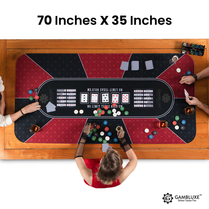 70" x 35" Red & Black Professional Poker Mat