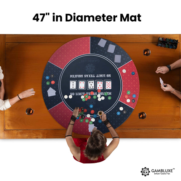 Red 47" Professional Round Poker Mat