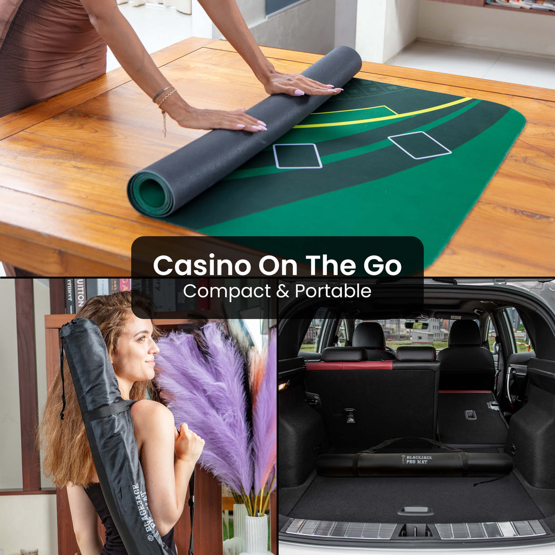 70" x 35" Green Professional Blackjack Mat