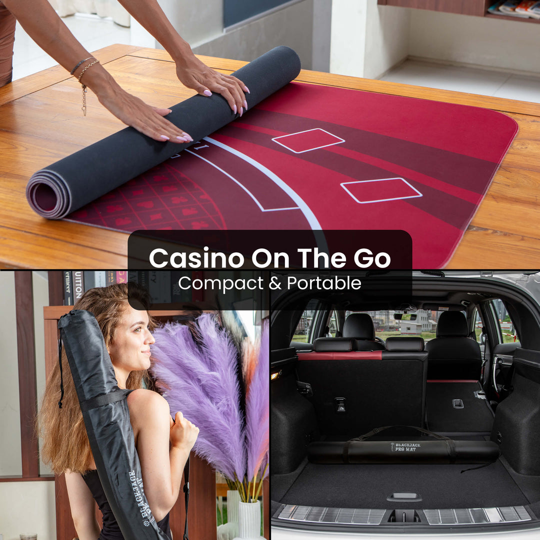 70" x 35" Red Professional Blackjack Mat